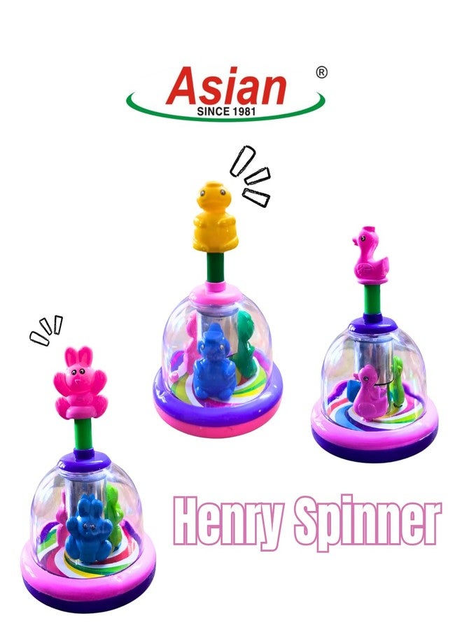 Asian Henry Spinner Educational Toy, Kids Push Button Animal Dome, Colourful Interactive Spinning Game - Image 3